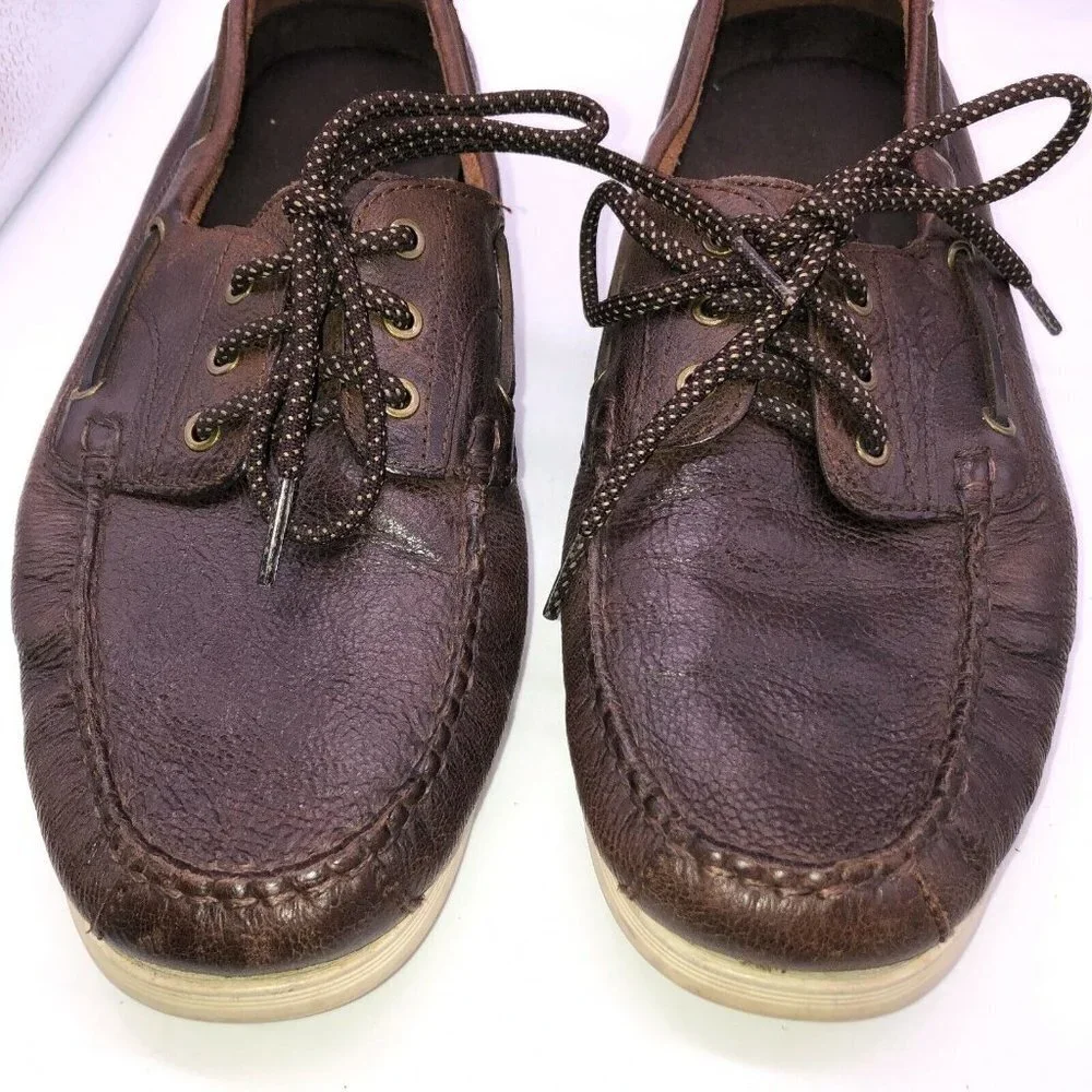 Cole Haan Harpswell Mens Size 9.5 Brown Leather 3 Eye Casual Boat Shoes C28865